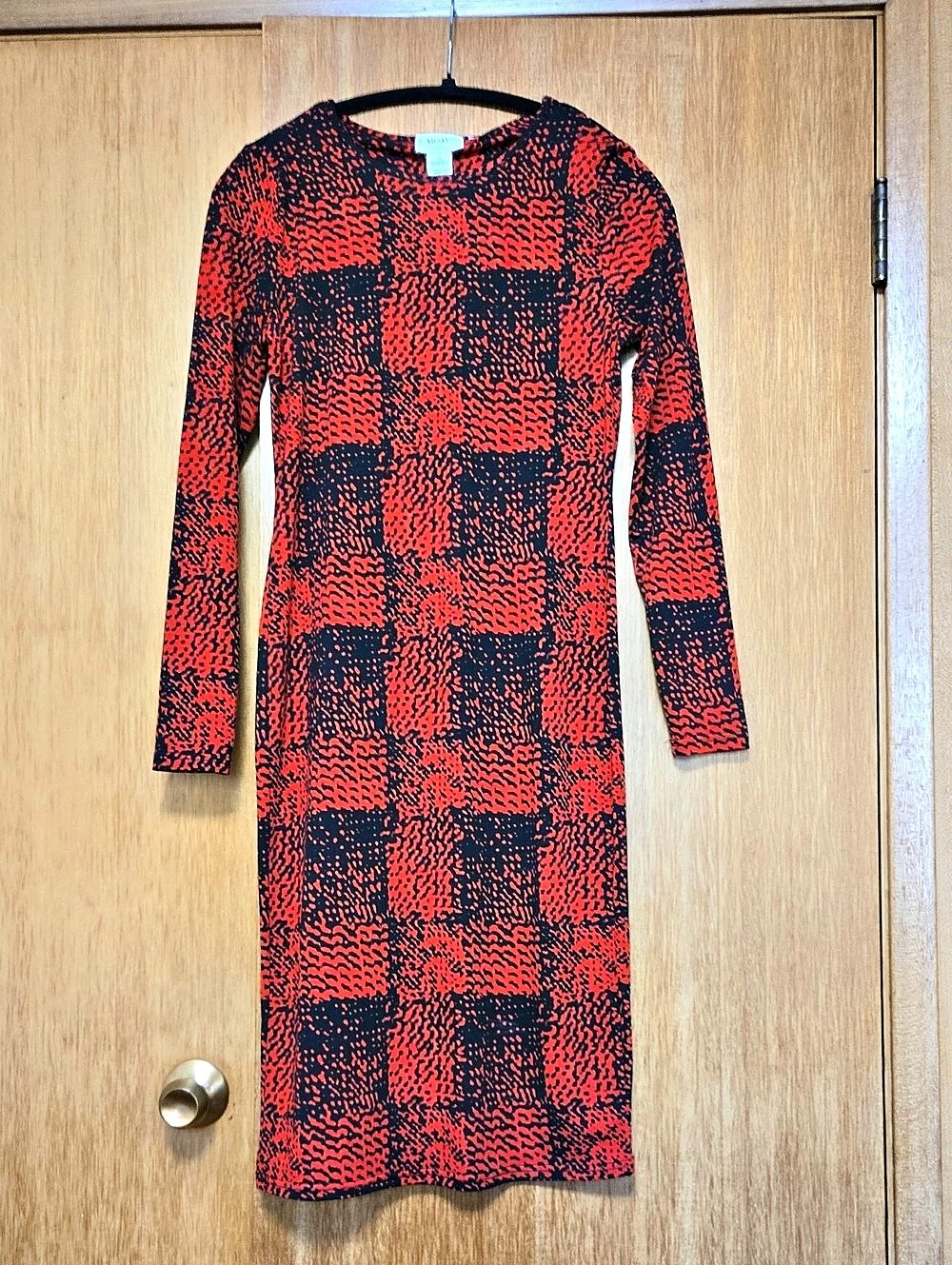 Carmen Marc Valvo Animal Print Midi Dress in Red & Black Size Medium